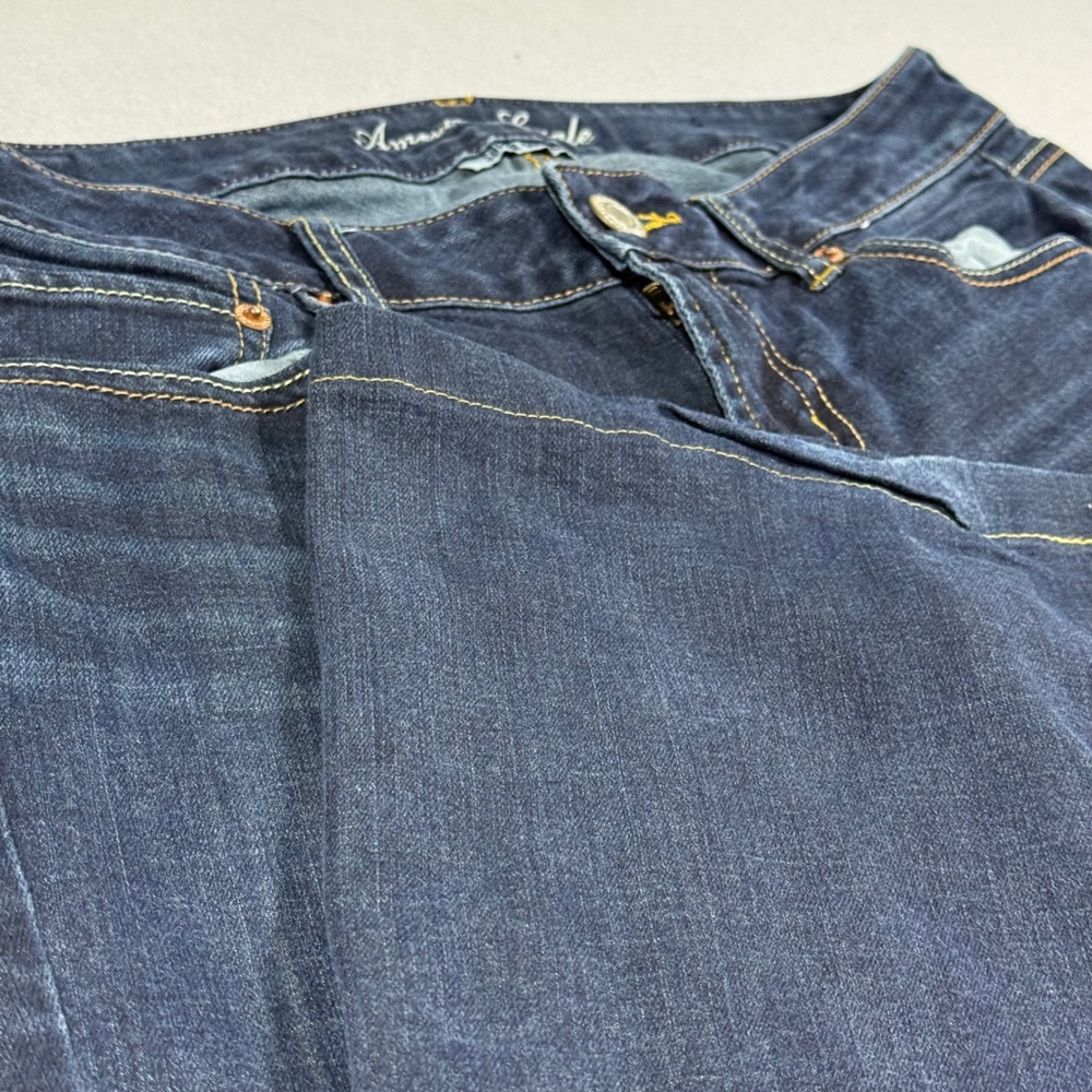 American Eagle Artist Flare Jeans Dark Wash Super Stretch Denim Womens 10 Long